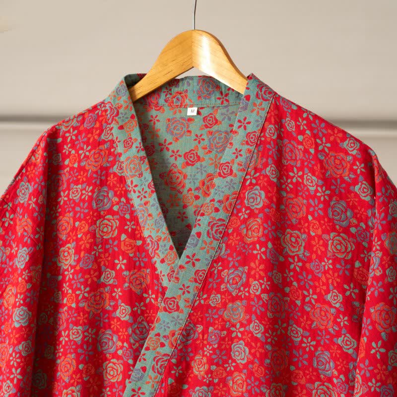 Romantic Rose Cotton Kimono Robe