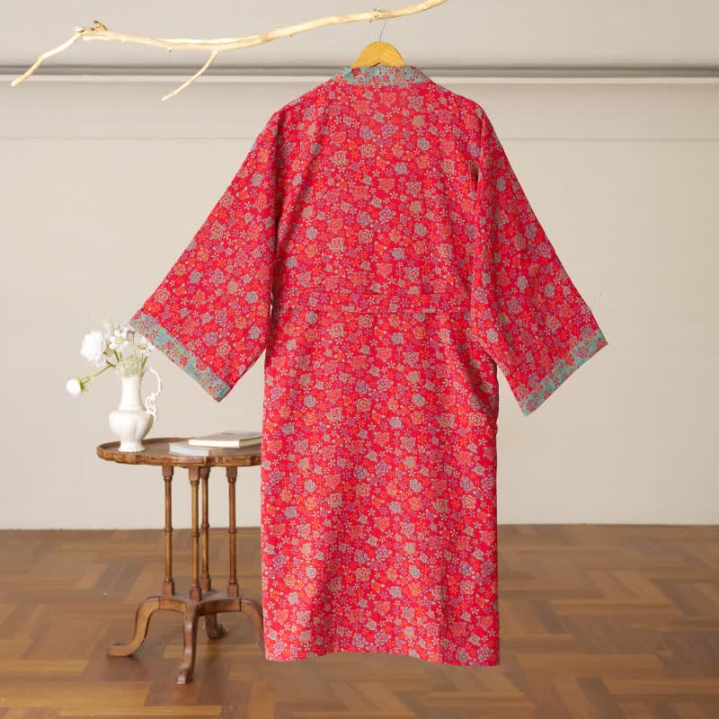 Romantic Rose Cotton Kimono Robe