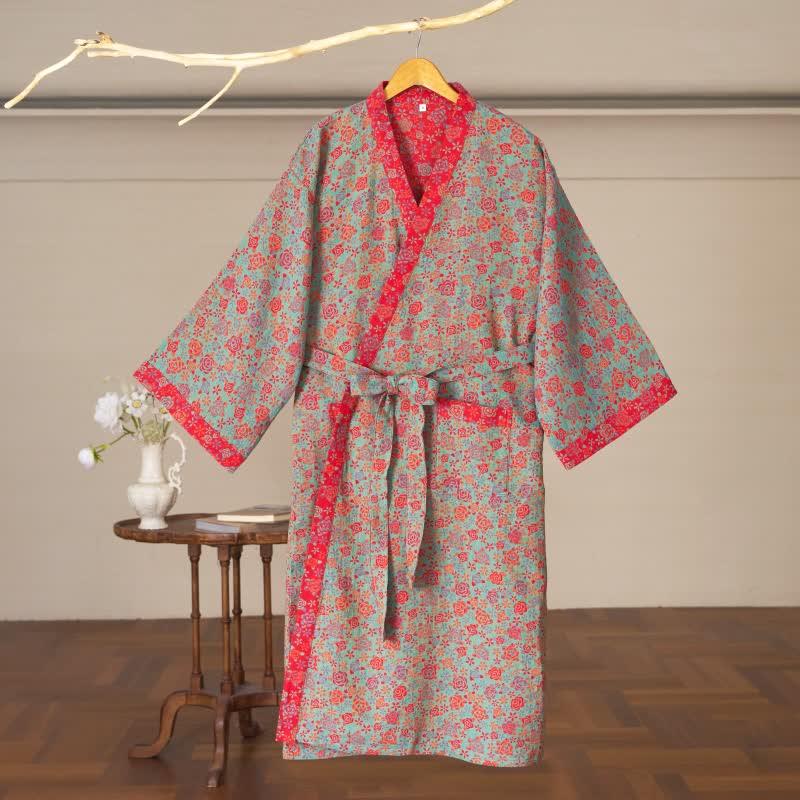 Romantic Rose Cotton Kimono Robe