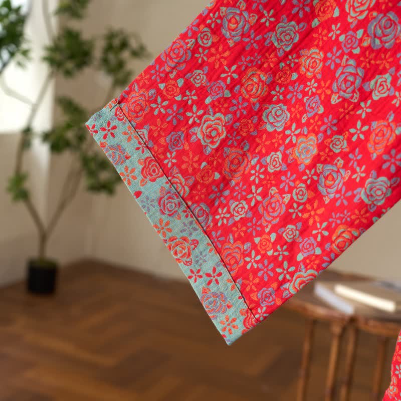 Romantic Rose Cotton Kimono Robe
