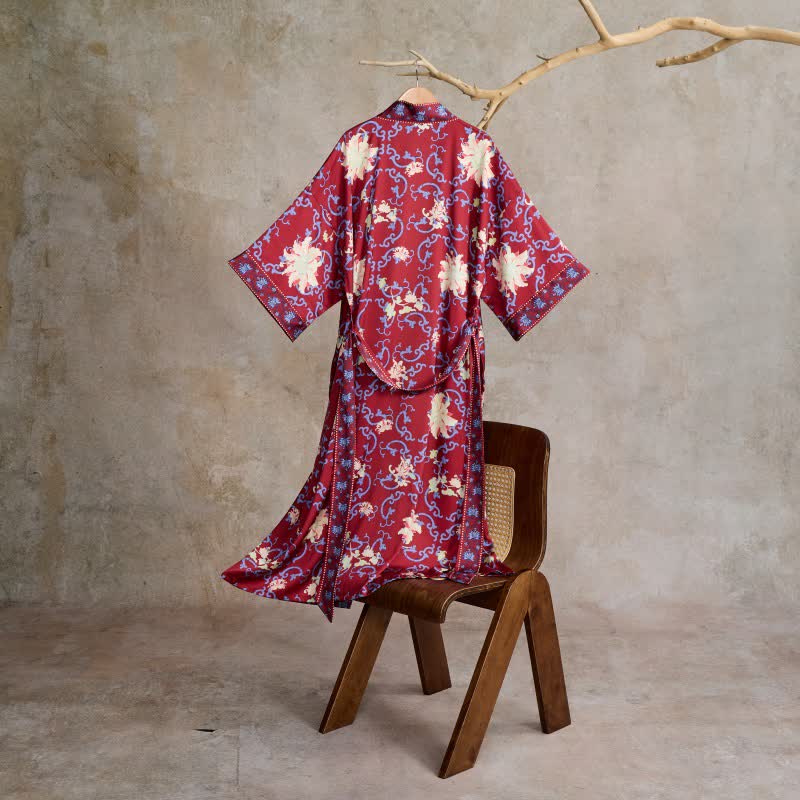 Retro Floral Kimono Style Bathrobe