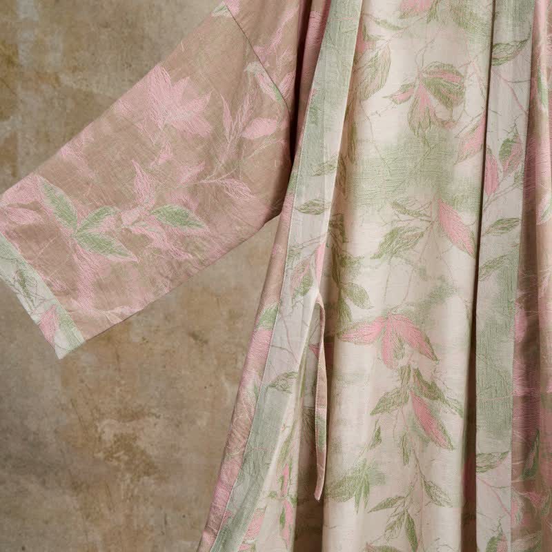 Natural Leaf Cotton Gauze Kimono Robe
