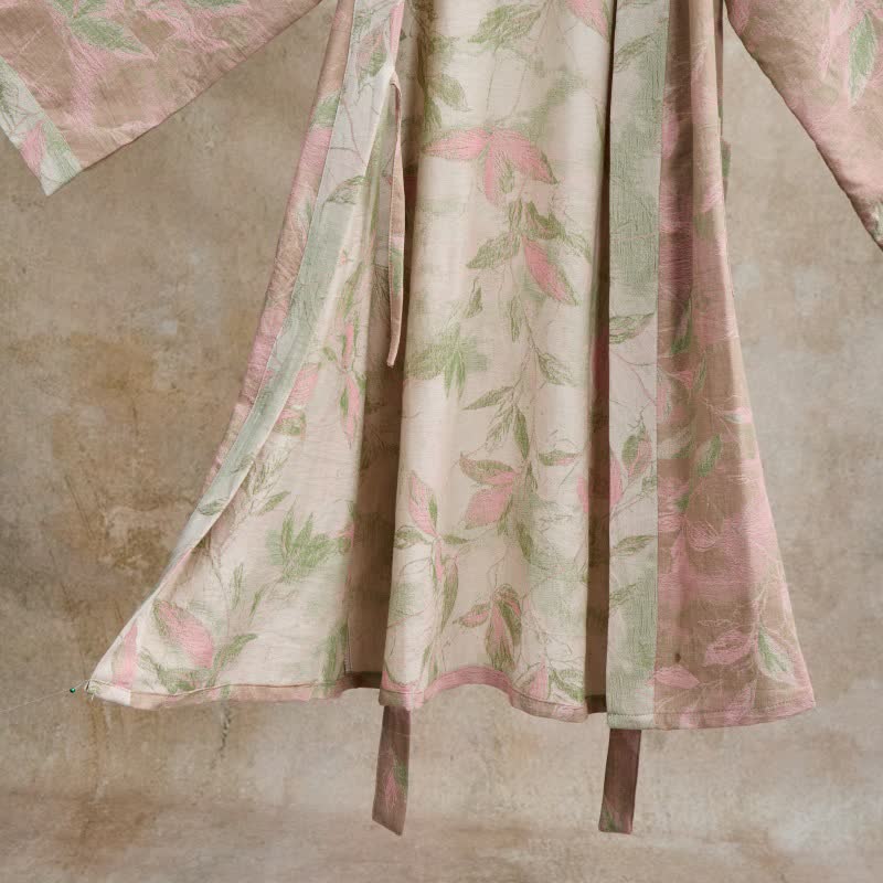 Natural Leaf Cotton Gauze Kimono Robe