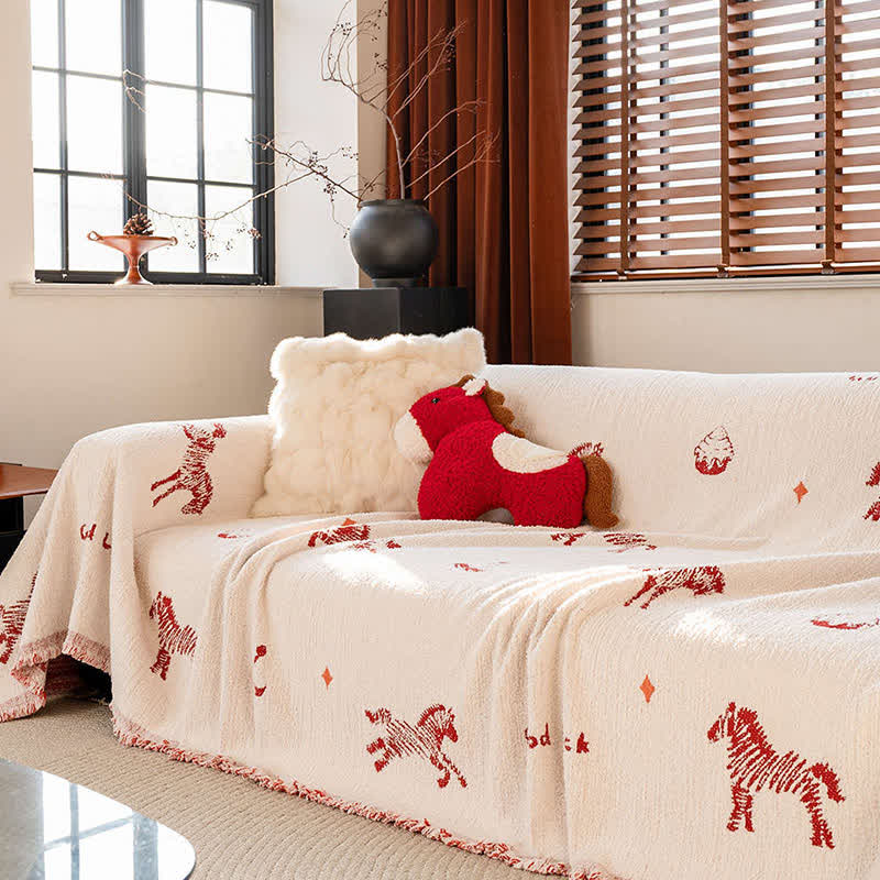 Ownkoti New Year Lucky Horse Sofa Protector - 71" x 181" - image 0