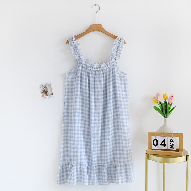 Cotton Ruffle Gingham Cami Nightgown