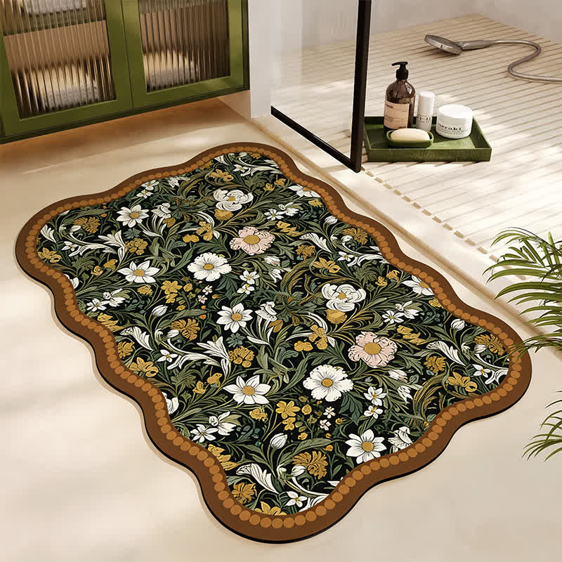 Art Inspired Floral Diatom Mud Bath Mat