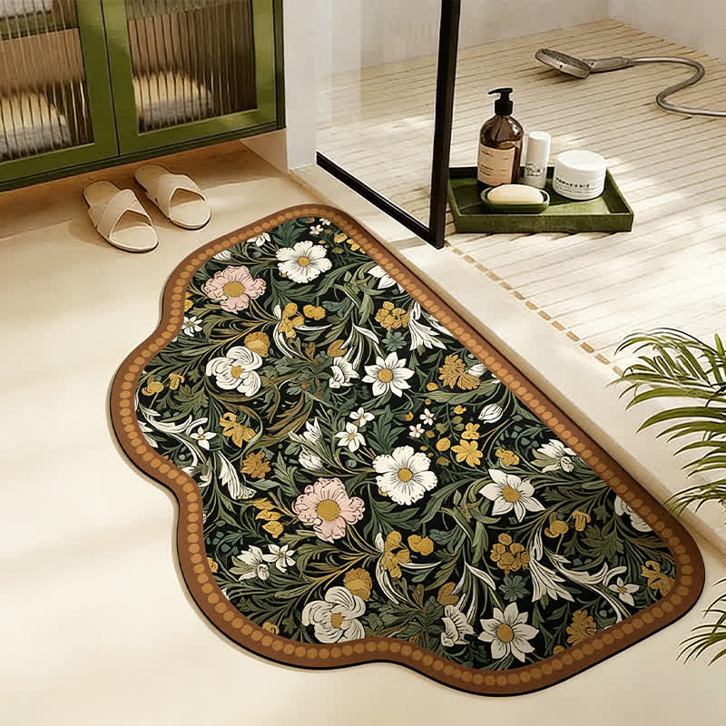 Art Inspired Floral Diatom Mud Bath Mat