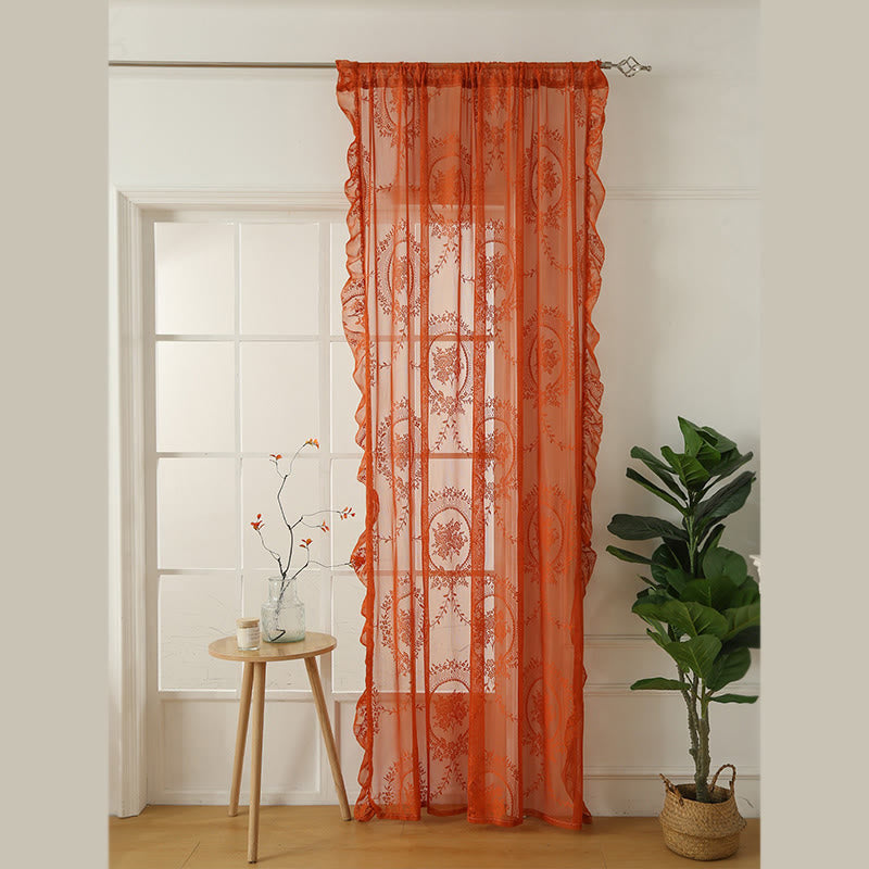 Cottage Lace Sheer Curtain with Ruffle Trim