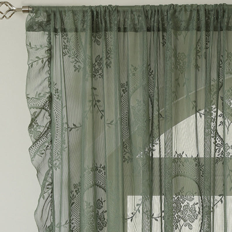 Cottage Lace Sheer Curtain with Ruffle Trim