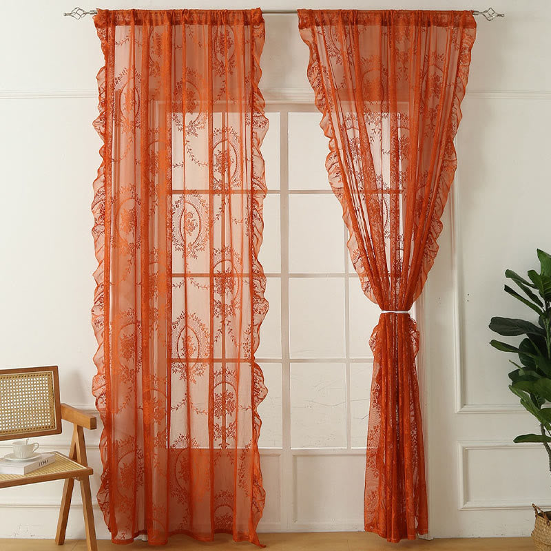 Cottage Lace Sheer Curtain with Ruffle Trim