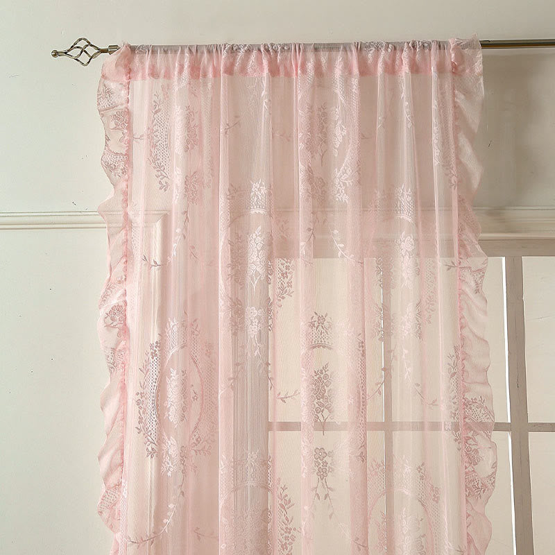 Cottage Lace Sheer Curtain with Ruffle Trim