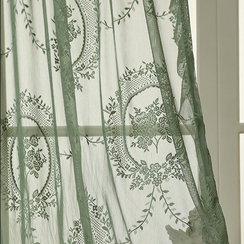 Cottage Lace Sheer Curtain with Ruffle Trim