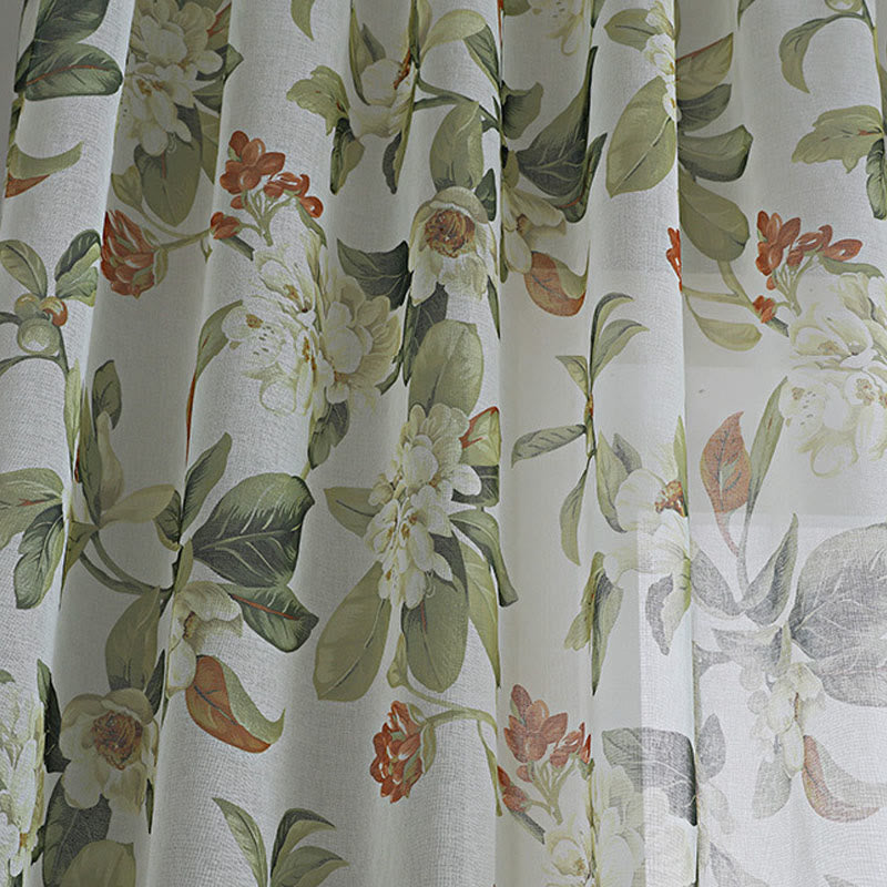 Refresh Floral Rod Pocket Cotton Linen Curtain