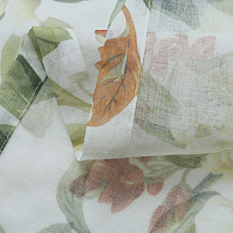 Refresh Floral Rod Pocket Cotton Linen Curtain