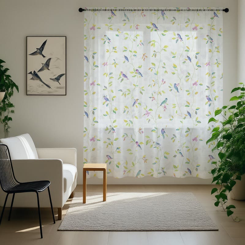 Country Style Bird & Leaf Curtain