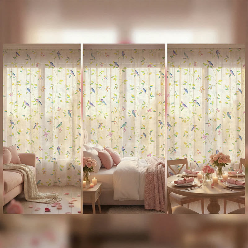 Country Style Bird & Leaf Curtain