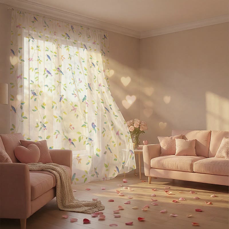 Country Style Bird & Leaf Curtain