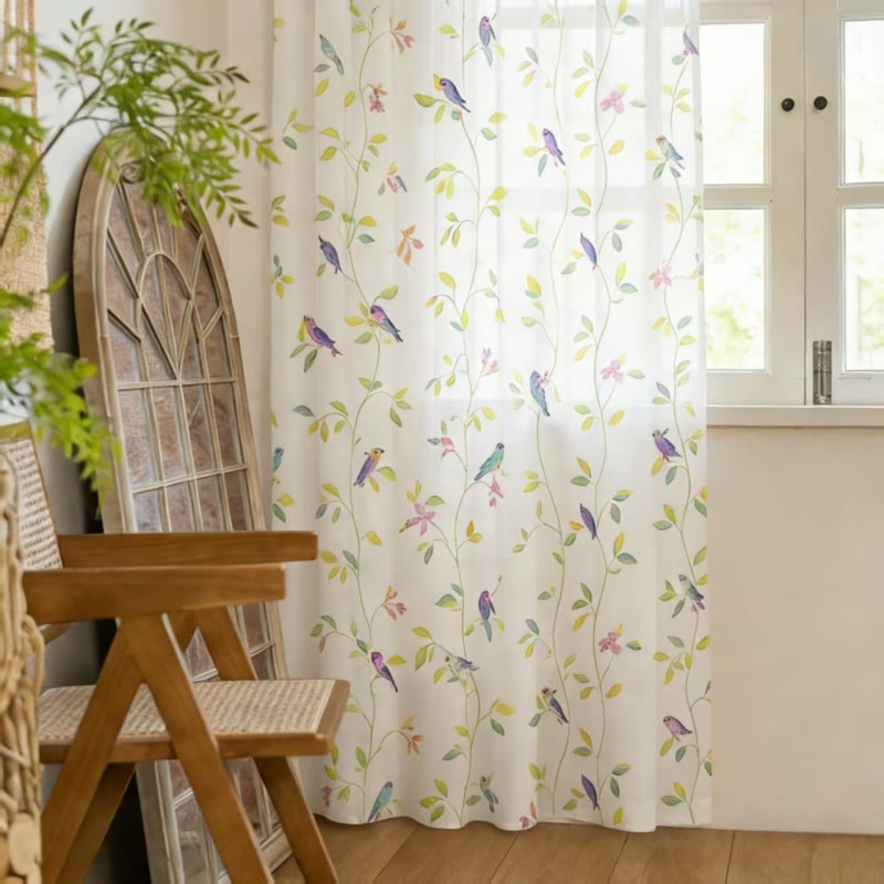 Country Style Bird & Leaf Curtain