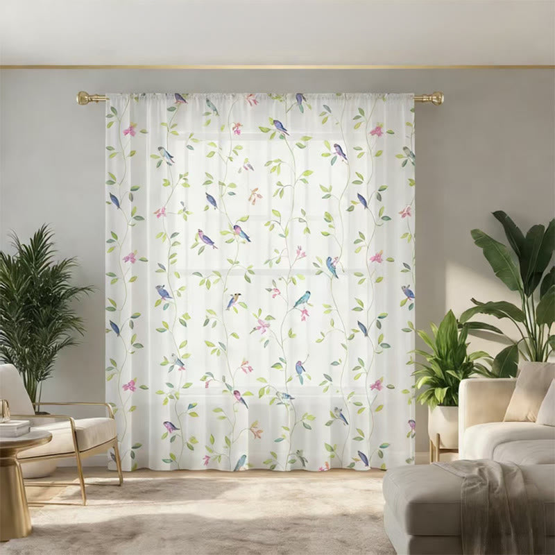 Country Style Bird & Leaf Curtain