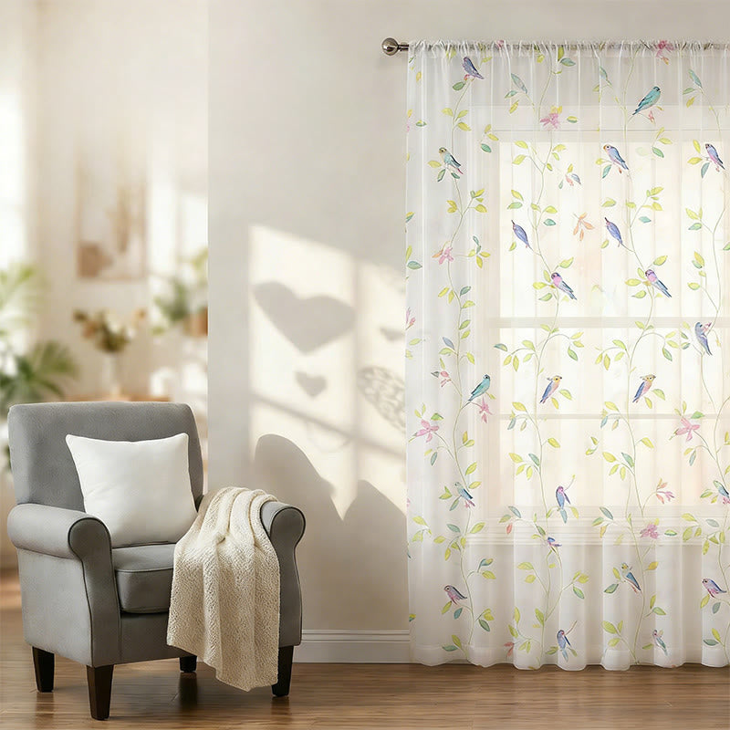 Country Style Bird & Leaf Curtain
