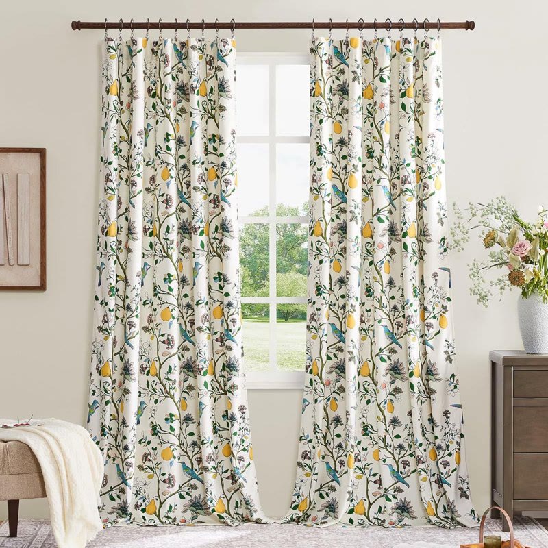 Vintage Country Bird & Floral Curtain