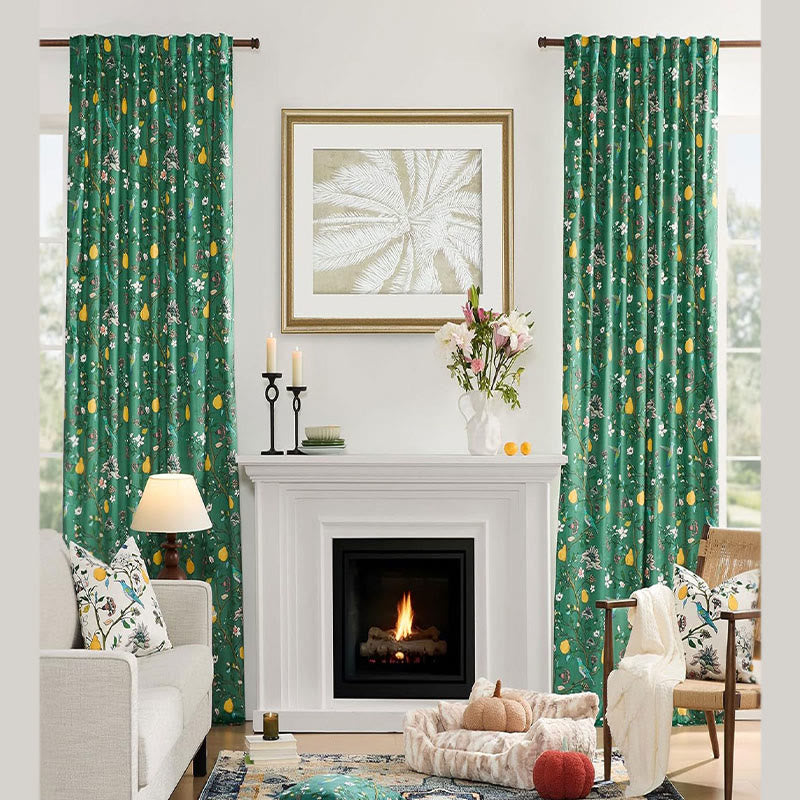 Vintage Country Bird & Floral Curtain