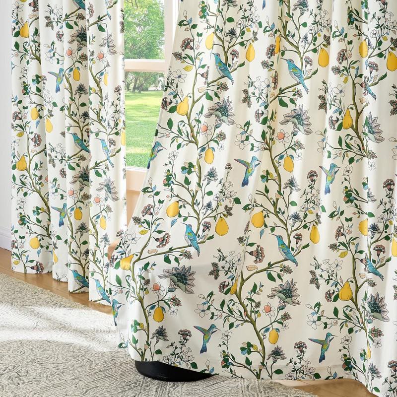 Vintage Country Bird & Floral Curtain