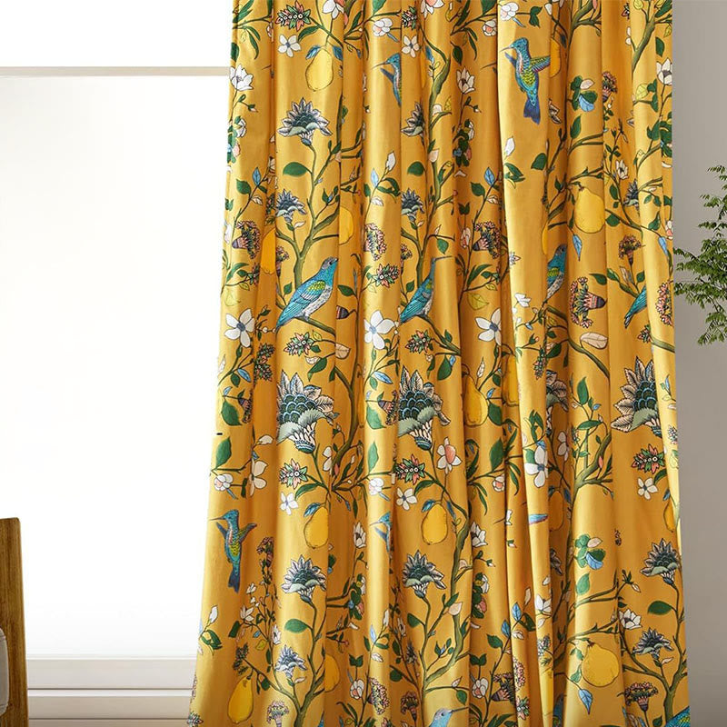Vintage Country Bird & Floral Curtain