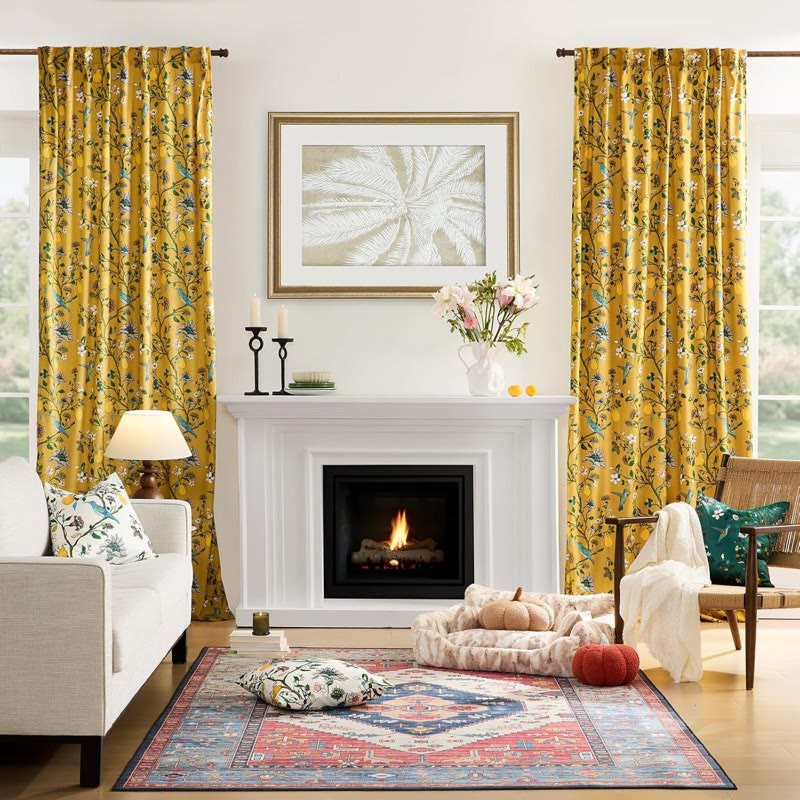 Vintage Country Bird & Floral Curtain