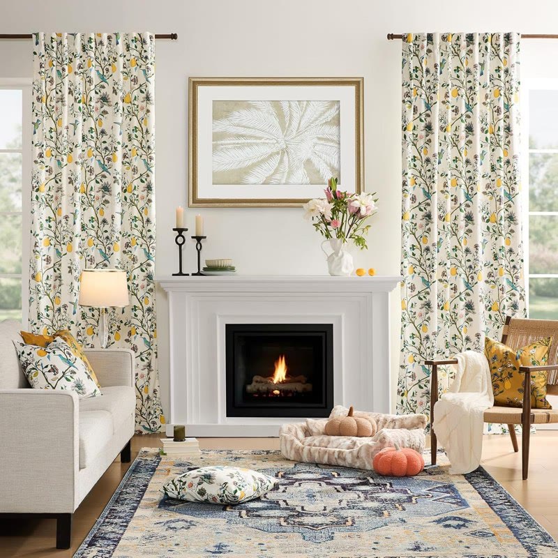 Vintage Country Bird & Floral Curtain