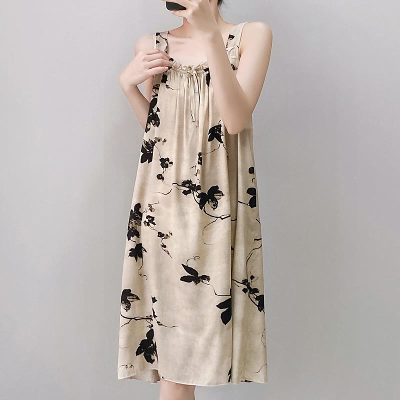 Ink Wash Floral Sleeveless Nightgown
