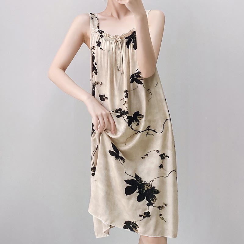 Ink Wash Floral Sleeveless Nightgown