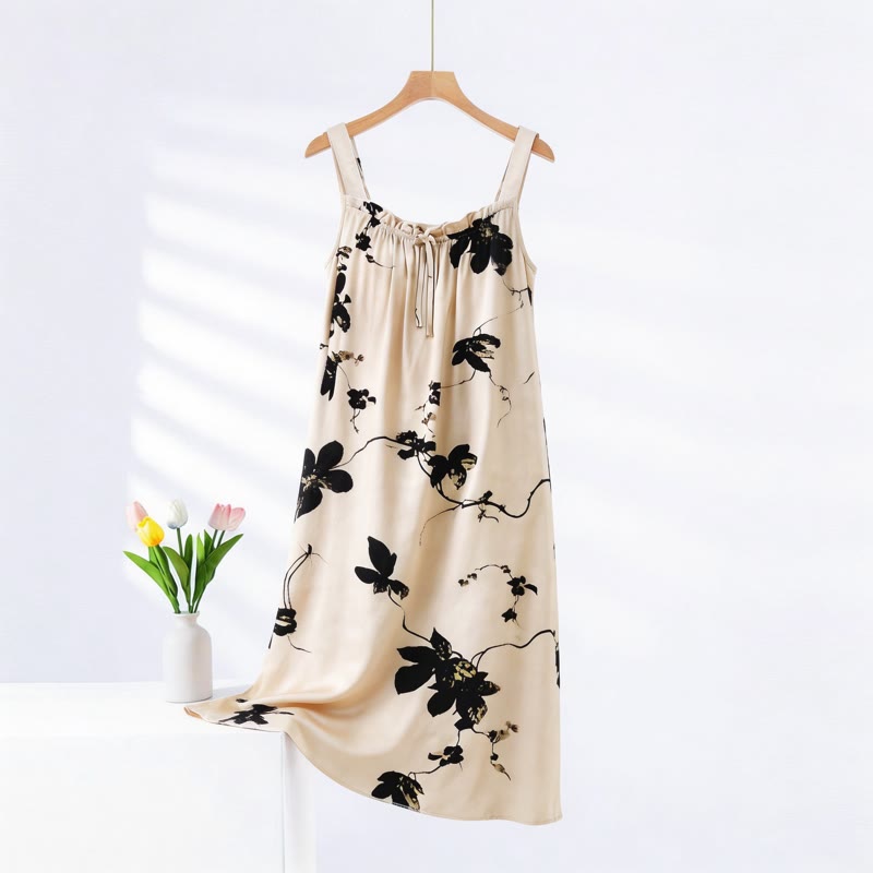 Ink Wash Floral Sleeveless Nightgown