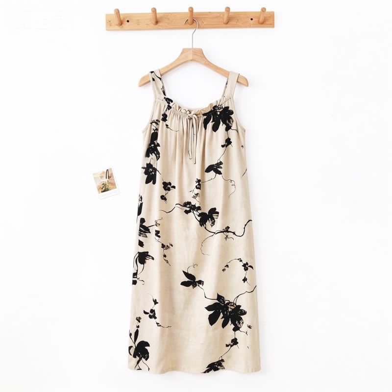 Ink Wash Floral Sleeveless Nightgown