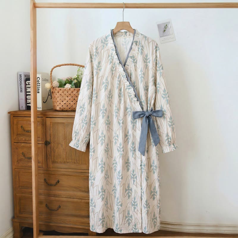 Abstract Art Print Ruffled Nightgown