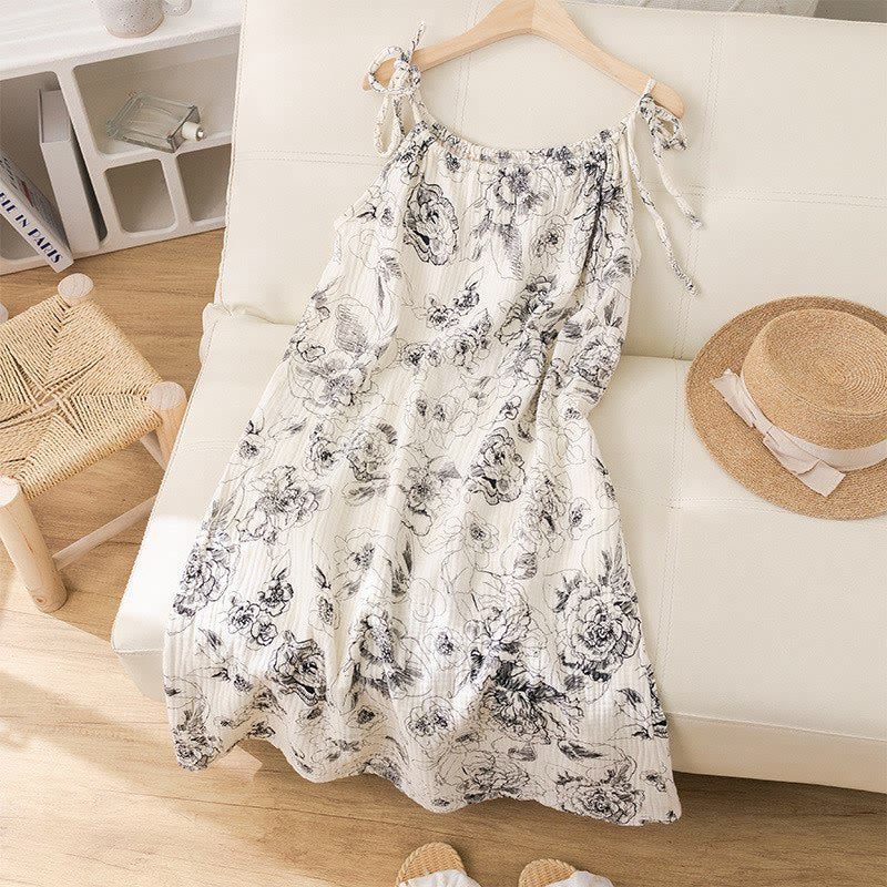 Artistic Ink Floral Cotton Camisole Nightgown