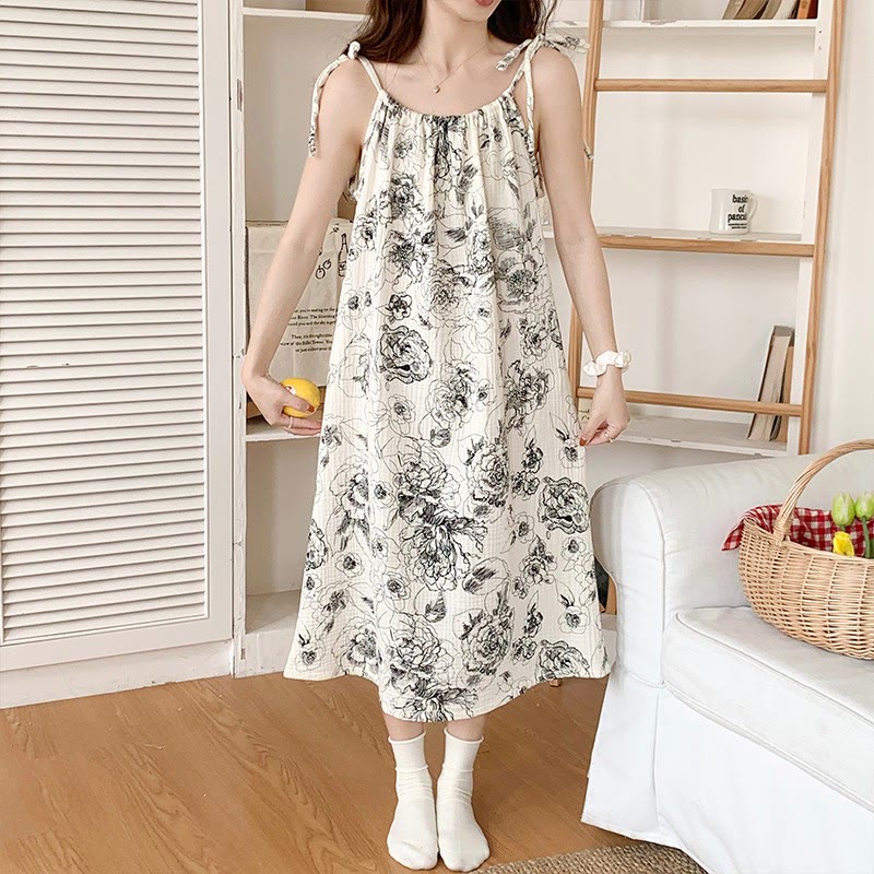 Artistic Ink Floral Cotton Camisole Nightgown