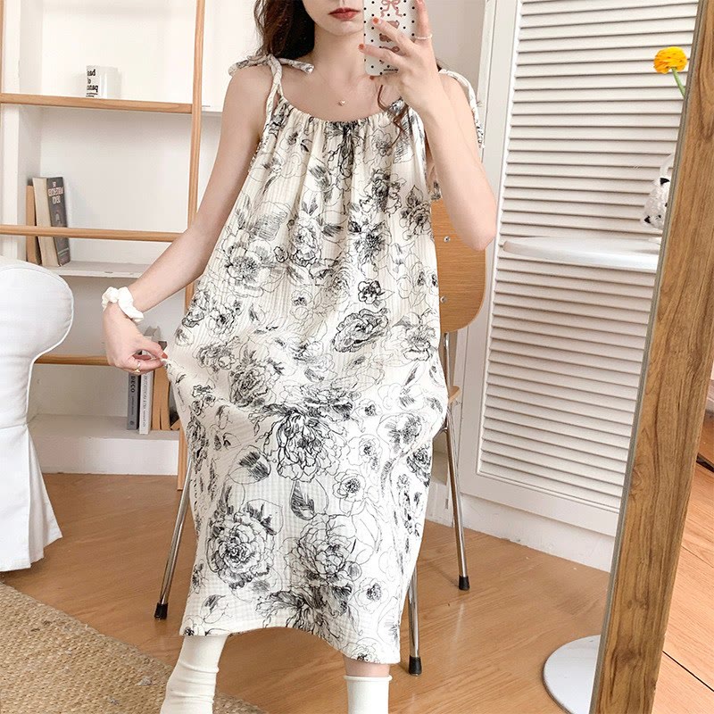Artistic Ink Floral Cotton Camisole Nightgown