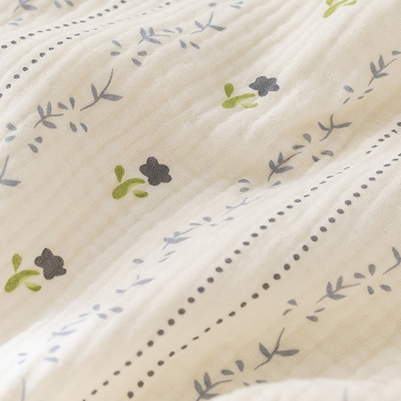 Striped Floral Cotton Gauze Camisole Nightgown