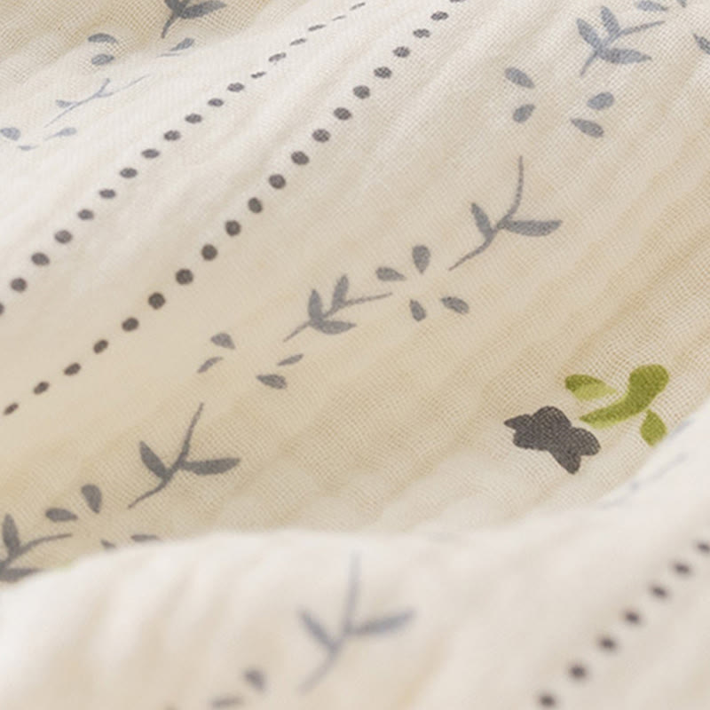 Striped Floral Cotton Gauze Camisole Nightgown