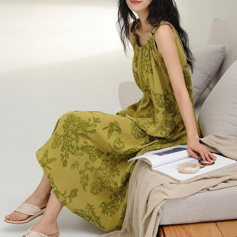 Green Floral Pure Cotton Camisole Nightgown