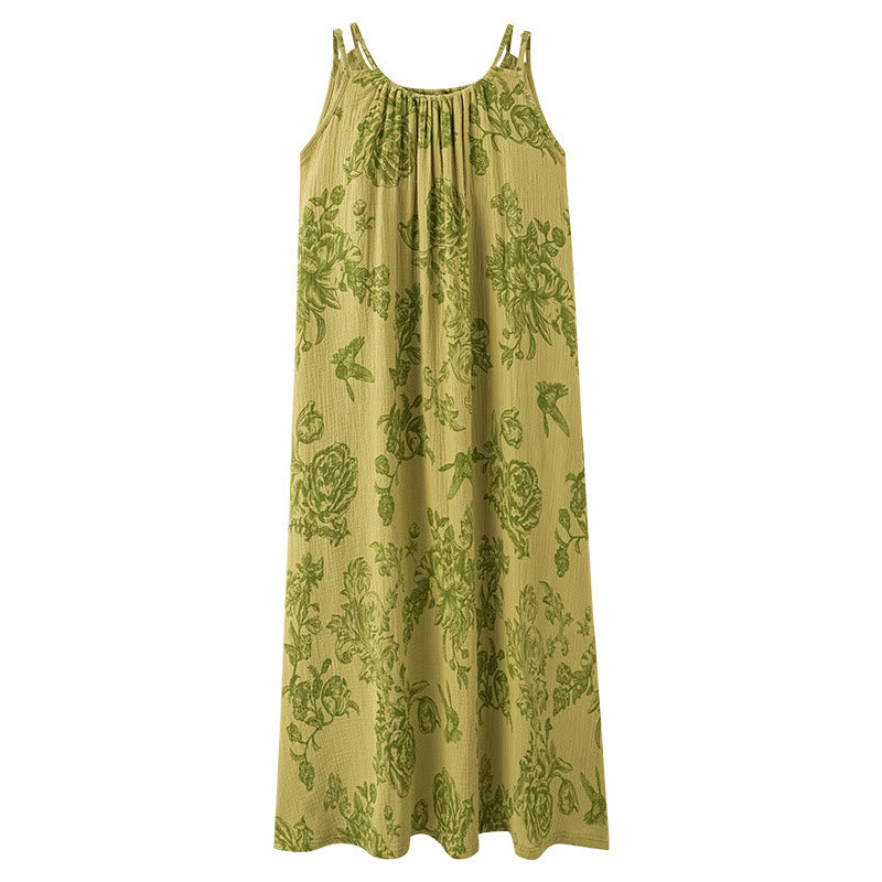 Green Floral Pure Cotton Camisole Nightgown