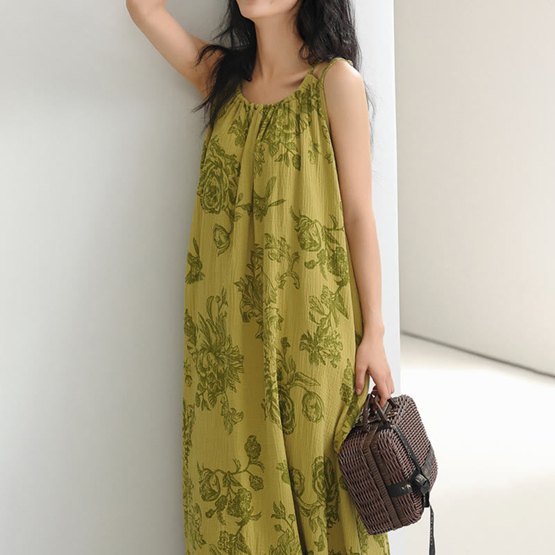 Green Floral Pure Cotton Camisole Nightgown
