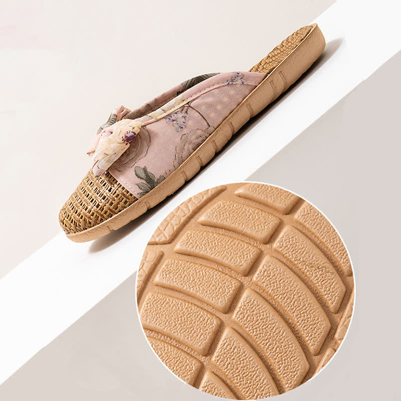 Vintage Floral Rattan Lightweight Slippers