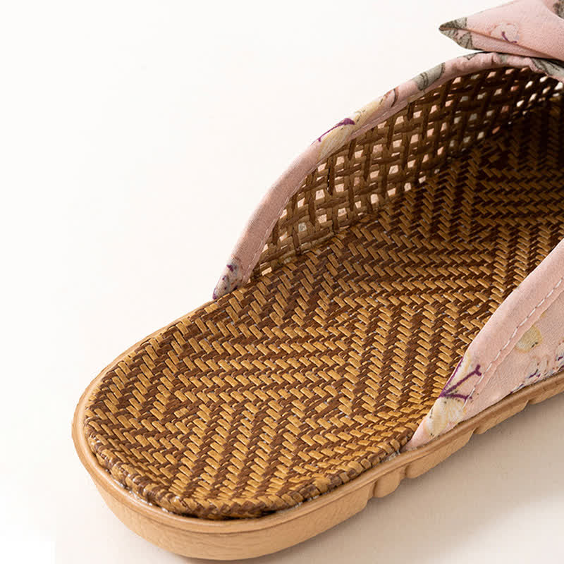 Vintage Floral Rattan Lightweight Slippers