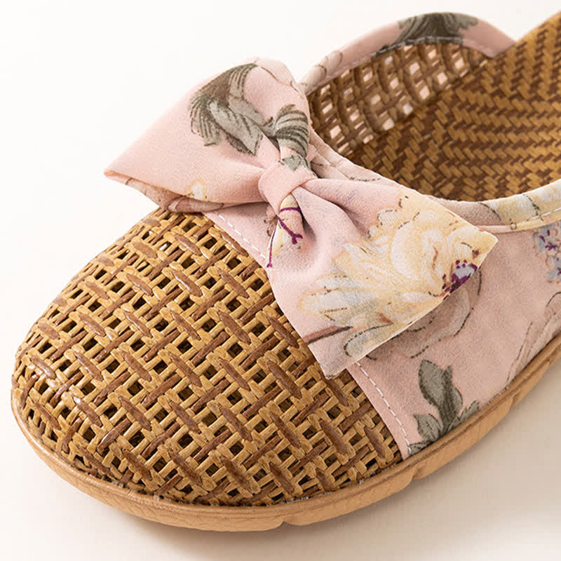 Vintage Floral Rattan Lightweight Slippers