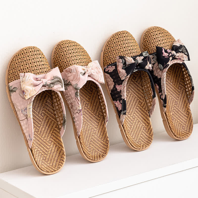 Vintage Floral Rattan Lightweight Slippers