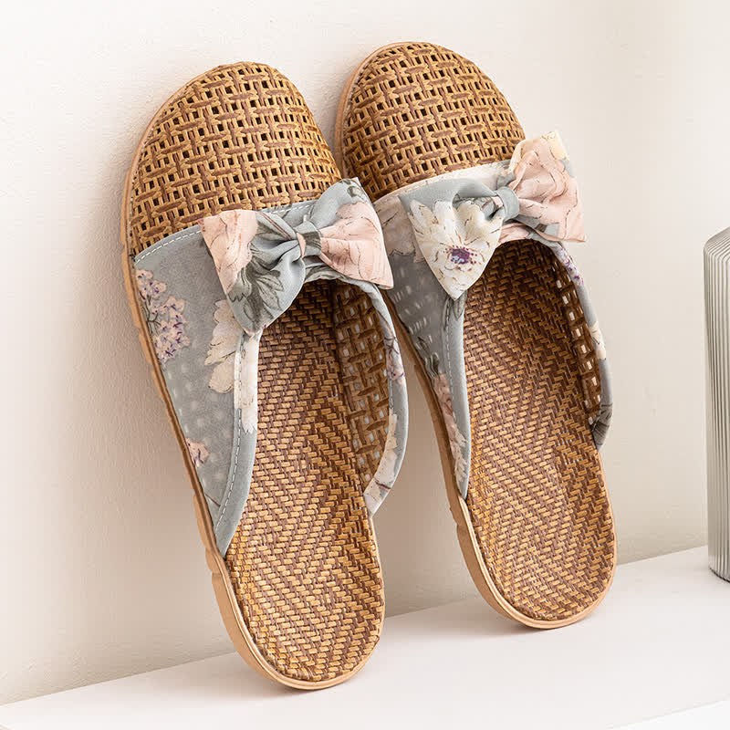 Vintage Floral Rattan Lightweight Slippers