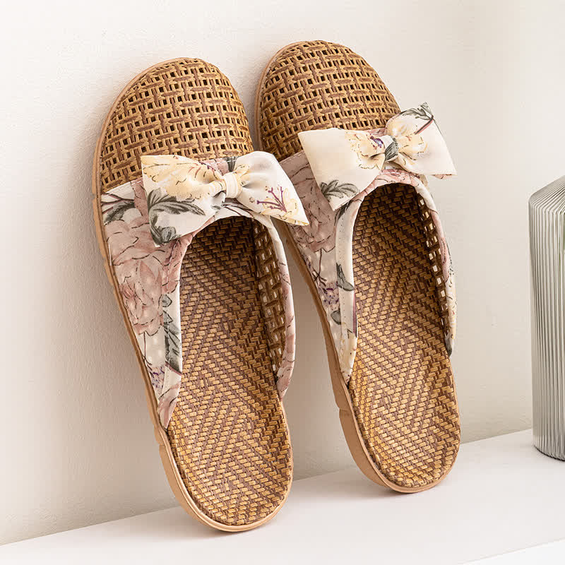 Vintage Floral Rattan Lightweight Slippers