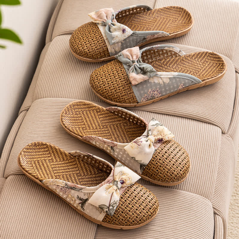 Vintage Floral Rattan Lightweight Slippers